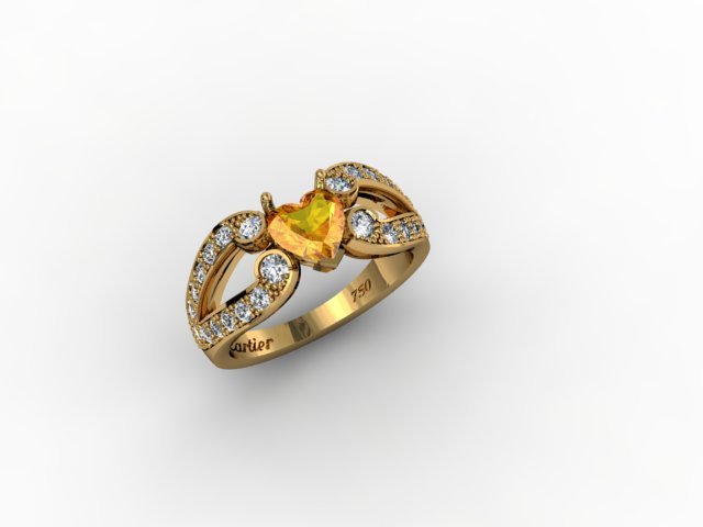 jewellery ring heart 3D 프린트 모델 .c4d .max .obj .3ds .fbx .stl .blend