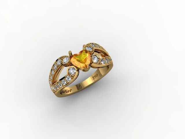 jewellery ring heart 3D Print Model .c4d .max .obj .3ds .fbx .stl .blend 