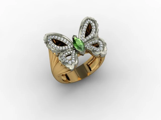 jewellery ring butterfly 3D Print Model .c4d .max .obj .3ds .fbx .stl .blend