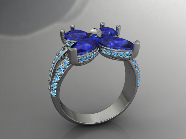jewellery ring buterfly 3D Print Model .c4d .max .obj .3ds .fbx .stl .blend 