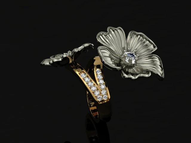 jewellery ring flower 3D Print Model .c4d .max .obj .3ds .fbx .stl .blend 