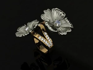 jewellery ring flower 3D Print Model