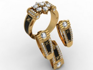 Korloff Enamel Diamond Yellow Gold Band Ring