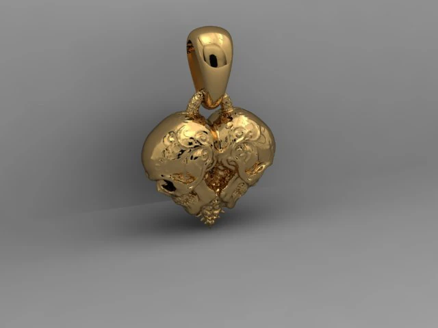 skull heart pendant 3D Print Model .c4d .max .obj .3ds .fbx .stl .blend 
