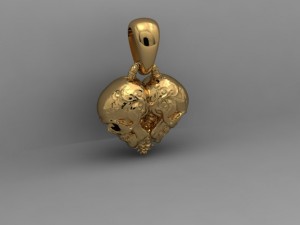 skull heart pendant 3D Print Model