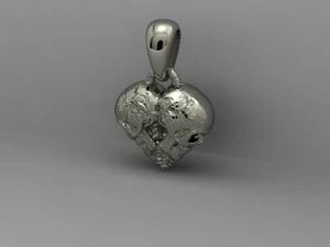 skull heart pendant 3D Print Model