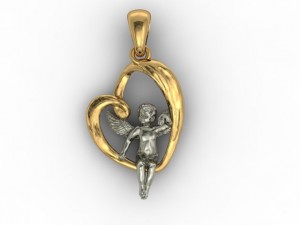 heart angel pendant 3D Print Model