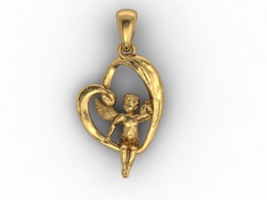 heart angel pendant 3D 프린트 모델