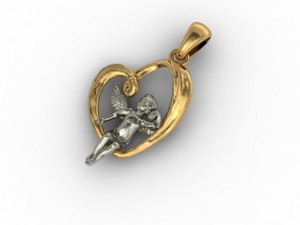 heart angel pendant 3D 프린트 모델