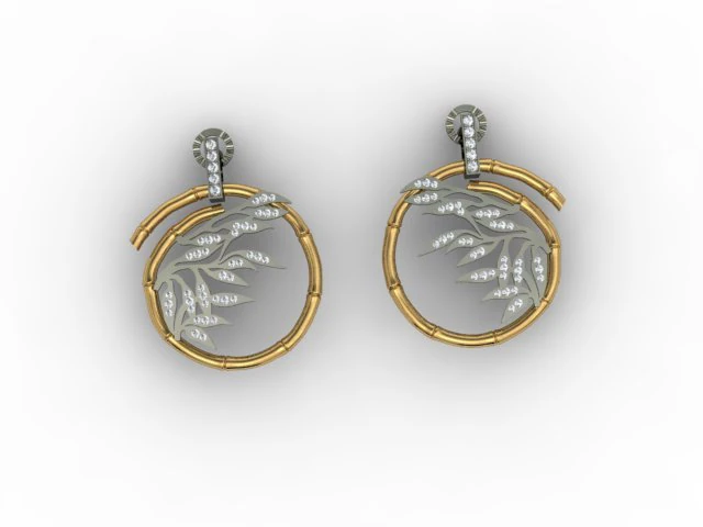 bamboo earring 3D Print Model .c4d .max .obj .3ds .fbx .stl .blend 