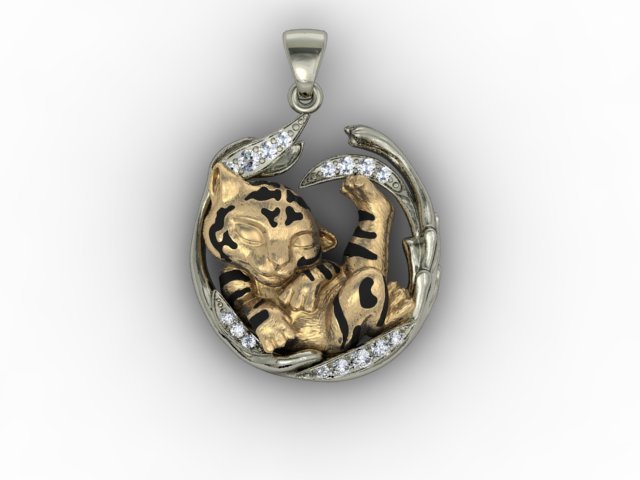 baby tiger necklace Modello di stampa 3D .c4d .max .obj .3ds .fbx .stl .blend 