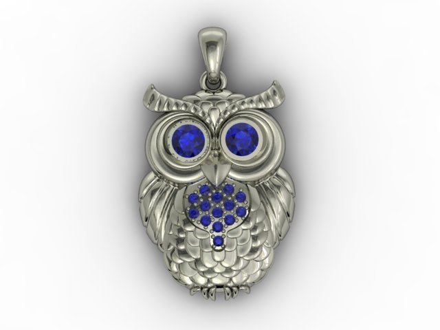 owl pendant 3D Print Model .c4d .max .obj .3ds .fbx .stl .blend 