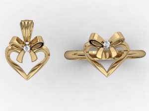 jewellery ring pendant heart bow 3D-Druckmodell