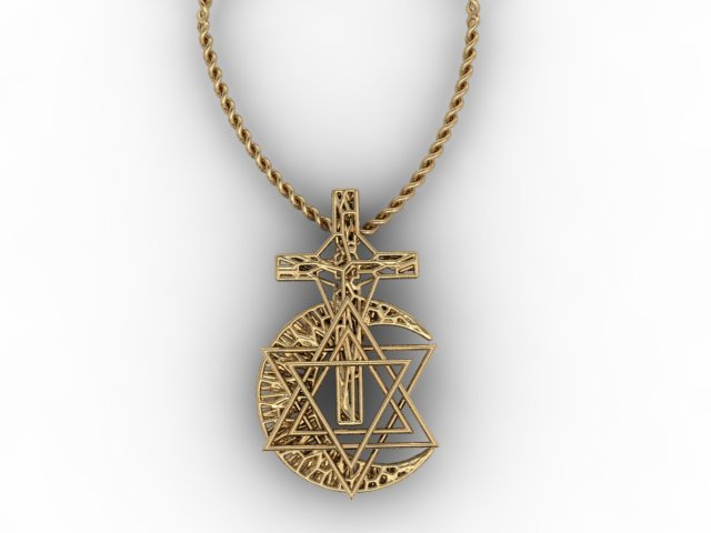 jewellery cross star moon pendant 3D Baskı Modeli .c4d .max .obj .3ds .fbx .stl .blend