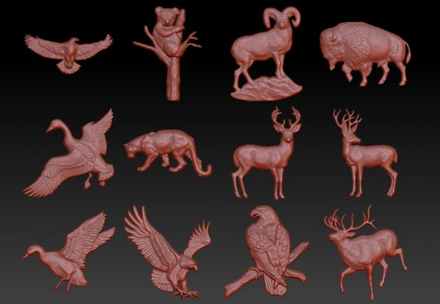 animals barelief pack Modèles 3D en vedette .c4d .max .obj .3ds .fbx .stl .blend 