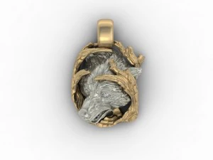 liontin serigala Model Cetak 3D