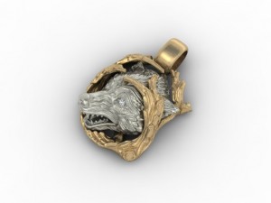 wolf pendant Model Cetak 3D