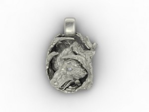 wolf pendant Model Cetak 3D