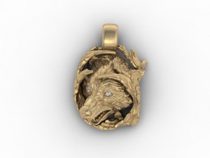 wolf pendant Model Cetak 3D