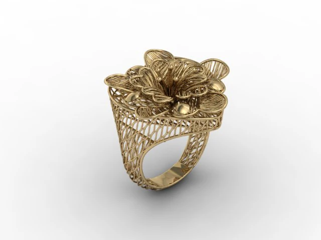 jewellery ring flower 3D Print Model .c4d .max .obj .3ds .fbx .stl .blend 