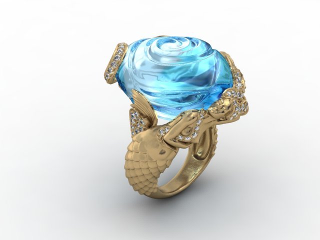 jewellery ring mermaid 3D Baskı Modeli .c4d .max .obj .3ds .fbx .stl .blend 