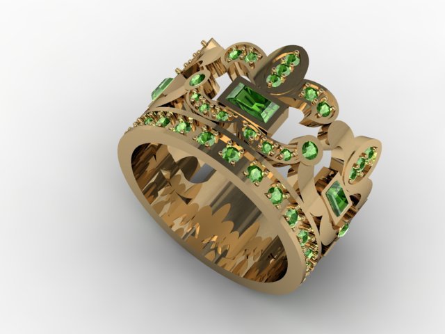 jewellery ring crown 3D Print Model .c4d .max .obj .3ds .fbx .stl .blend