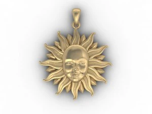 liontin matahari Model Cetak 3D