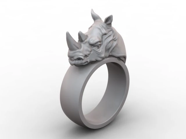 rhino ring 3D Print Model .c4d .max .obj .3ds .fbx .stl .blend 