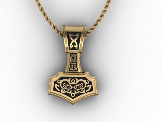 thor hammer pendant 3D 打印模型 .c4d .max .obj .3ds .fbx .stl .blend 