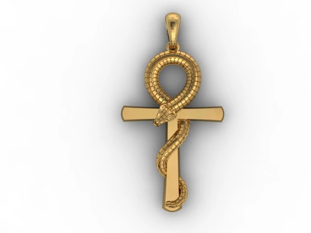 cross with snake 3D Print Model .c4d .max .obj .3ds .fbx .stl .blend 