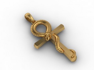 cross with snake Modèles 3D en vedette