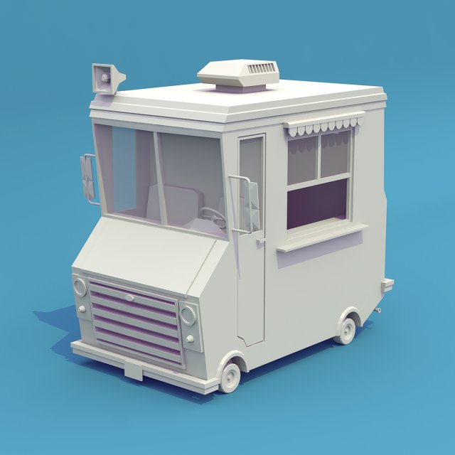 Ice cream truck 3D 모델 .c4d .max .obj .3ds .fbx .stl .blend 
