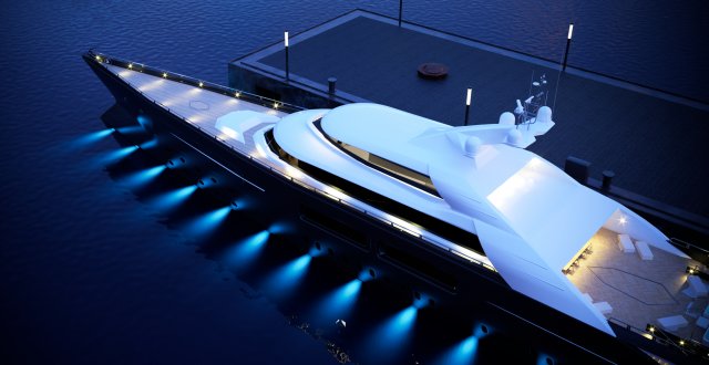 mega yacht complete day and night scenes 3D मॉडल .c4d .max .obj .3ds .fbx .stl .blend 