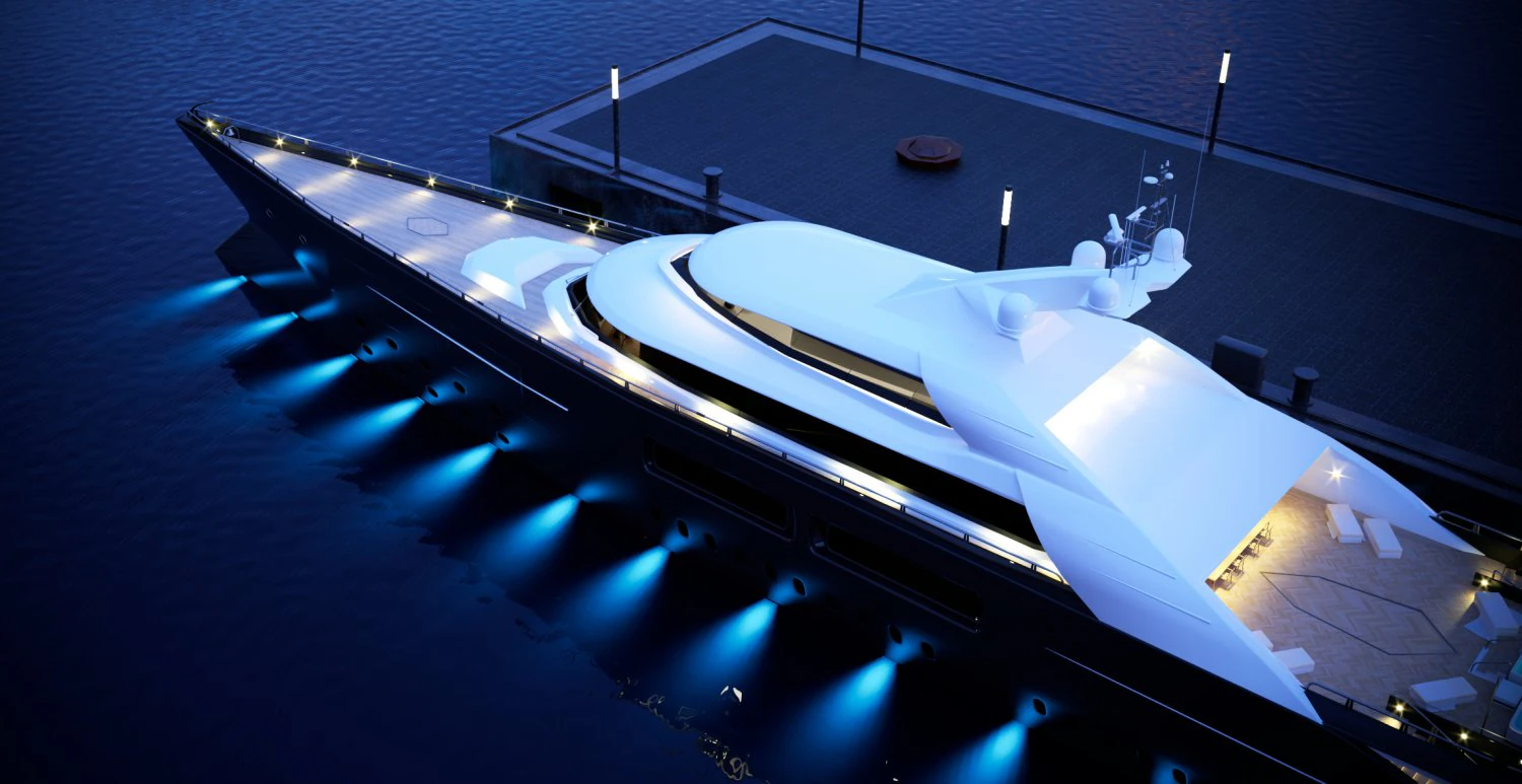 mega yacht complete day and night scenes 3D Model .c4d .max .obj .3ds .fbx .stl .blend 