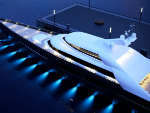 mega yacht complete day and night scenes 3D मॉडल