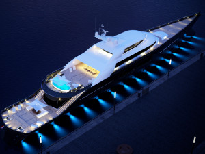 mega yacht complete day and night scenes 3D मॉडल