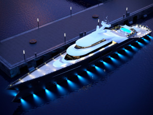 mega yacht complete day and night scenes 3D मॉडल