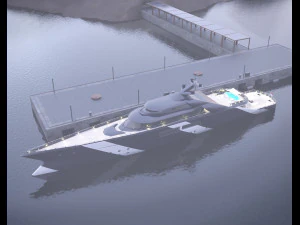 mega yacht complete day and night scenes 3D Model