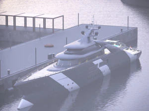 mega yacht complete day and night scenes 3D Model