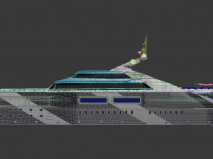 mega yacht complete day and night scenes 3D Model