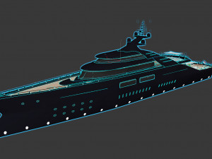 mega yacht complete day and night scenes 3D मॉडल
