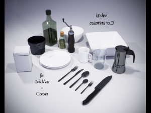kitchen essentials vol01 for corona and 3dsmax 3D मॉडल