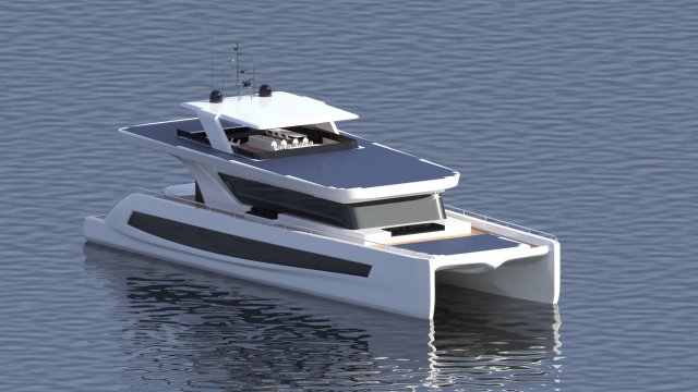 luxury solar catamaran Modello 3D .c4d .max .obj .3ds .fbx .stl .blend 