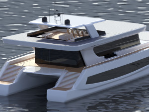 luxury solar catamaran Modello 3D