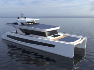 luxury solar catamaran Modello 3D