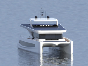 luxury solar catamaran Modello 3D