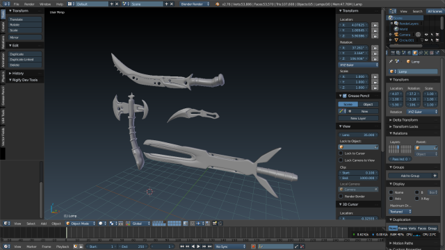 sci fi knifes and swords 3D Model .c4d .max .obj .3ds .fbx .stl .blend 