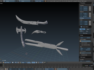 sci fi knifes and swords Model 3D
