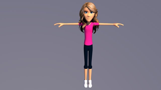 cartoon woman Modello 3D .c4d .max .obj .3ds .fbx .stl .blend