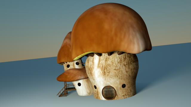mushroom house 3D-Modell .c4d .max .obj .3ds .fbx .stl .blend 